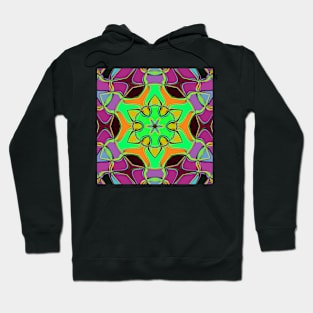 Cartoon Mandala Flower Green Orange and Pink Hoodie